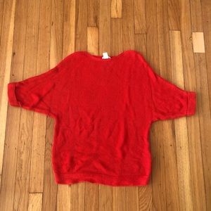 Batwing short sleeve sweater — red